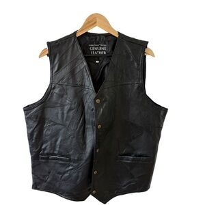 Men's Genuine Leather Black Vest
